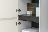 Сидней Комплектация № 015, цвет корпус: белый/чёрный/фасады: МДФ белый глянец, ШхГхВ 164,9х41,3х205,2 см., ниша для ТВ 129х41х100 см., универс. сборка