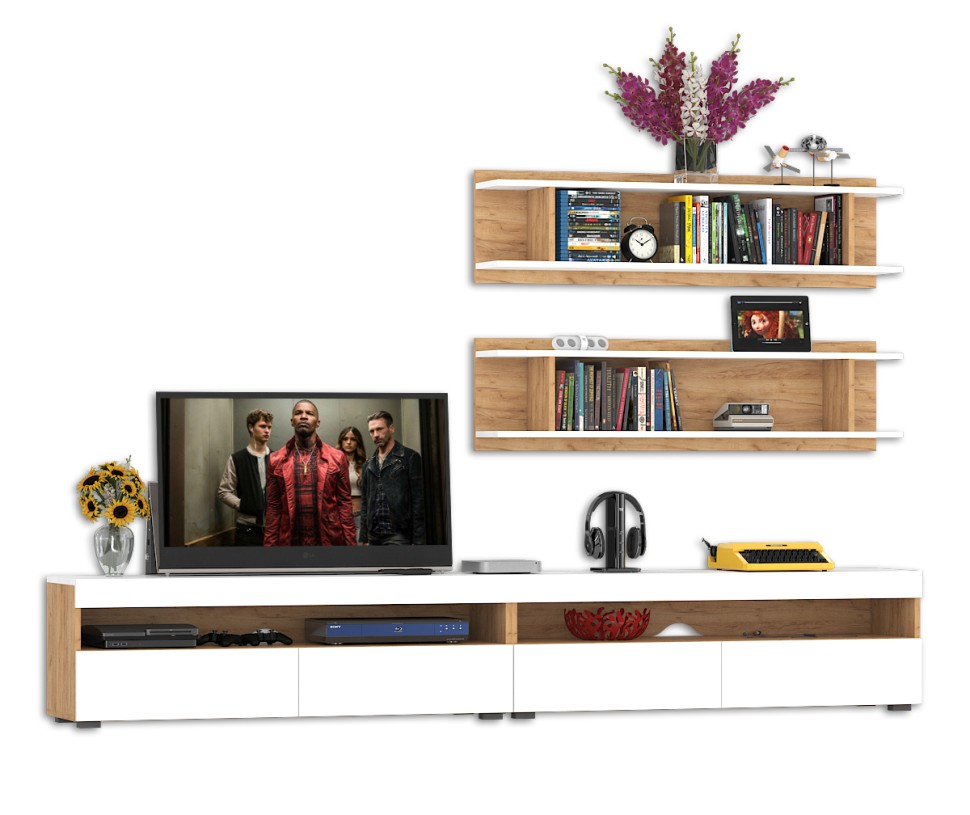 СНЯТО Альба Комплектация № 2, цвет дуб крафт золотой/белый премиум, ШхГхВ 260х36,1х158 см., универсальная сборка