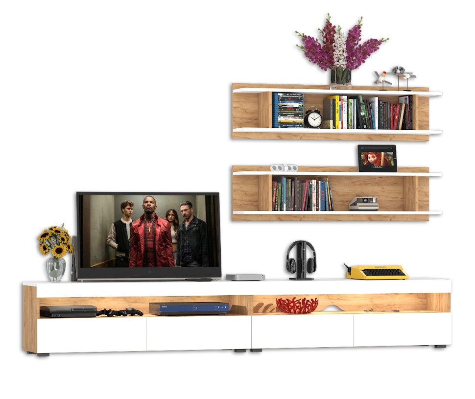 СНЯТО Альба Комплектация № 2, цвет дуб крафт золотой/белый премиум, ШхГхВ 260х36,1х158 см., универсальная сборка