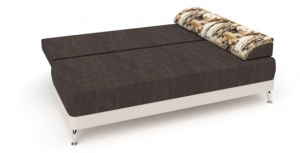 Диван прямой Алиа еврокнижка коричневый велюр+бежевая экокожа