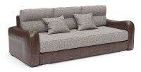 Диван еврокнижка Вендор серая рогожка+коричневая экокожа