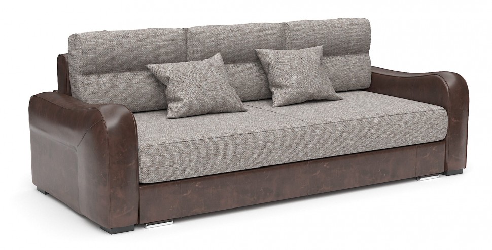 Диван еврокнижка Вендор серая рогожка+коричневая экокожа