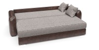 Диван еврокнижка Вендор серая рогожка+коричневая экокожа