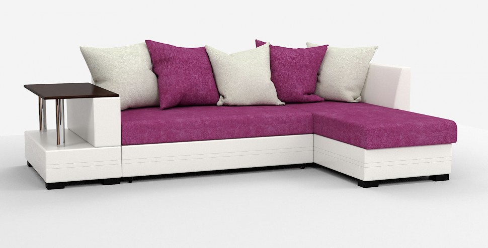 Угловой диван Атланта Люкс велюр бордовый/белая экокожа/