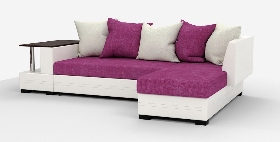 Угловой диван Атланта Люкс велюр бордовый/белая экокожа/