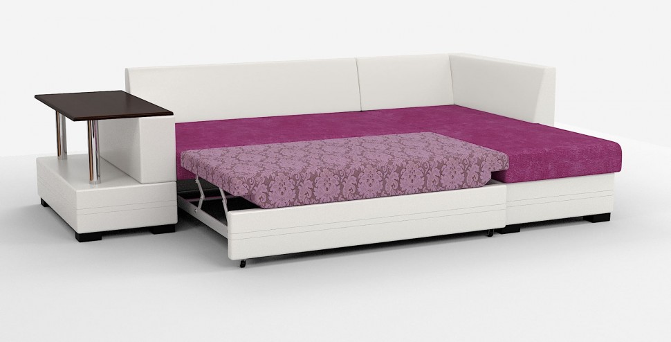 Угловой диван Атланта Люкс велюр бордовый/белая экокожа/