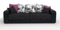 Диван прямой Премьер Люкс велюр черный + экокожа черный