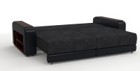 Диван прямой Премьер Люкс велюр черный + экокожа черный