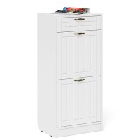 Прихожая П-6 Тумба для обуви 2 секции, цвет белая шагрень/фасады МДФ белое дерево фрезеровка прованс, ШхГхВ 50х35х108,3 см.