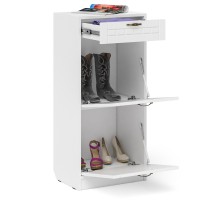 Прихожая П-6 Тумба для обуви 2 секции, цвет белая шагрень/фасады МДФ белое дерево фрезеровка прованс, ШхГхВ 50х35х108,3 см.