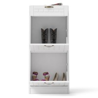 Прихожая П-6 Тумба для обуви 2 секции, цвет белая шагрень/фасады МДФ белое дерево фрезеровка прованс, ШхГхВ 50х35х108,3 см.