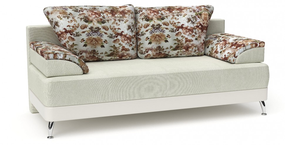 Диван прямой Алиа еврокнижка белый велюр+белая экокожа