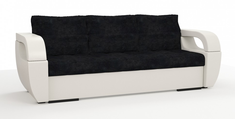 Диван еврокнижка Мартин экокожа белый + велюр черный