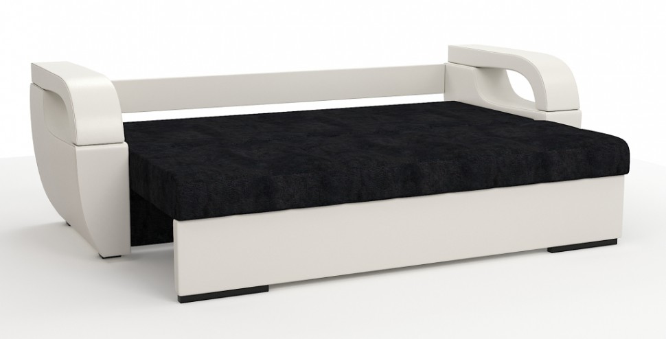 Диван еврокнижка Мартин экокожа белый + велюр черный