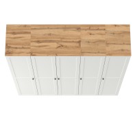 Остин Набор шкафов 03, цвет белый шагрень/дуб крафт золотой, ШхГхВ 200х54,3х229,6 см., универсальная сборка