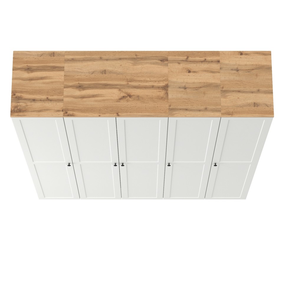 Остин Набор шкафов 03, цвет белый шагрень/дуб крафт золотой, ШхГхВ 200х54,3х229,6 см., универсальная сборка