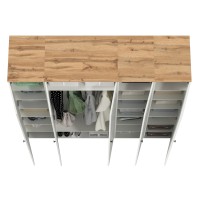 Остин Набор шкафов 03, цвет белый шагрень/дуб крафт золотой, ШхГхВ 200х54,3х229,6 см., универсальная сборка