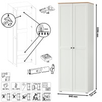 Остин Набор шкафов 03, цвет белый шагрень/дуб крафт золотой, ШхГхВ 200х54,3х229,6 см., универсальная сборка