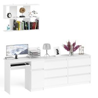 Мори Стол компьютерный МС-1 правый + Комод МК1380.6 + Полка 900, цвет белый, ШхГхВ 228х50х209,6 см., НЕ универсальная сборка