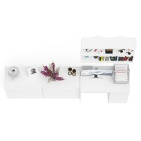 Мори Стол компьютерный МС-1 правый + Комод МК1380.6 + Полка 900, цвет белый, ШхГхВ 228х50х209,6 см., НЕ универсальная сборка