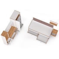 Вуди Компоновка № 35, цвет белый премиум/дуб крафт золотой/саванна латте, сп. м. 900х2000 мм., б/м, основание есть, матрас высотой до 200 мм.