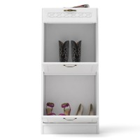 Прихожая П-6 Тумба для обуви 2 секции, цвет белая шагрень/фасады МДФ белое дерево фрезеровка ромб, ШхГхВ 50х35х108,3 см.