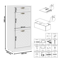 Прихожая П-6 Тумба для обуви 2 секции, цвет белая шагрень/фасады МДФ белое дерево фрезеровка ромб, ШхГхВ 50х35х108,3 см.