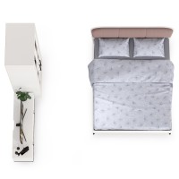 Валенсия Спальня № 26, цвет ЛДСП белый шагрень/чёрный/МДФ белый шагрень/ткань велутто 19, ортопед есть, сп. м. 1600х2000 мм., б/м