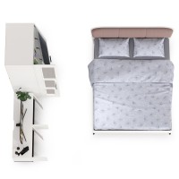 Валенсия Спальня № 26, цвет ЛДСП белый шагрень/чёрный/МДФ белый шагрень/ткань велутто 19, ортопед есть, сп. м. 1600х2000 мм., б/м