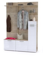 КР100 Лайн Прихожая № 18, цвет дуб крафт серый/фасады МДФ белый глянец, ШхГхВ 144,8х35,1х210 см., НЕ универсальная сборка