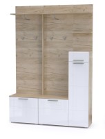 КР100 Лайн Прихожая № 18, цвет дуб крафт серый/фасады МДФ белый глянец, ШхГхВ 144,8х35,1х210 см., НЕ универсальная сборка