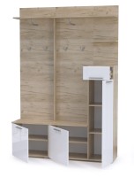 КР100 Лайн Прихожая № 18, цвет дуб крафт серый/фасады МДФ белый глянец, ШхГхВ 144,8х35,1х210 см., НЕ универсальная сборка