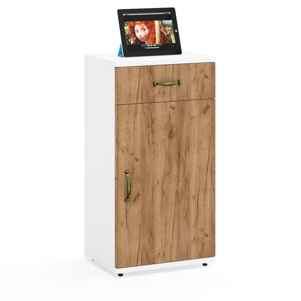 Лидер-8 Стол + Стол + Тумба МД 3.15, цвет белый шагрень/крафт золото, ШхГхВ 370х50/30х75 см. или 230х50/120х75 см., НЕ универсальная сборка