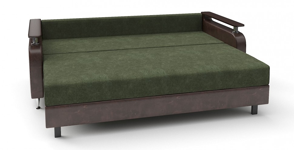 Диван прямой Марракеш еврокнижка зеленый велюр+коричневая экокожа