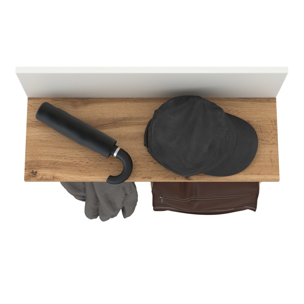 Октава 15.14.01 Вешалка, цвет белый шагрень/дуб крафт золотой, ШхГхВ 64,7х23,6х40 см.