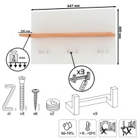 Октава 15.14.01 Вешалка, цвет белый шагрень/дуб крафт золотой, ШхГхВ 64,7х23,6х40 см.