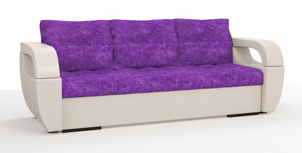 Диван еврокнижка Мартин экокожа бежевый + велюр фиолетовый
