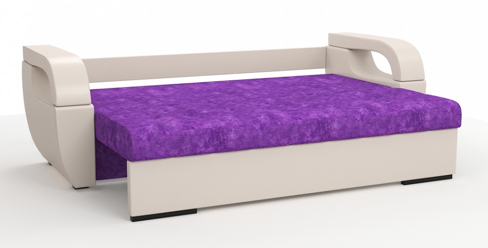 Диван еврокнижка Мартин экокожа бежевый + велюр фиолетовый