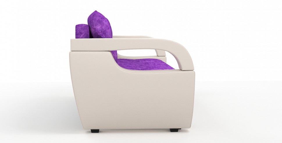 Диван еврокнижка Мартин экокожа бежевый + велюр фиолетовый