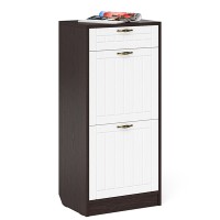 Прихожая П-6 Тумба для обуви 2 секции, цвет венге/фасады МДФ белое дерево фрезеровка прованс, ШхГхВ 50х35х108,3 см.