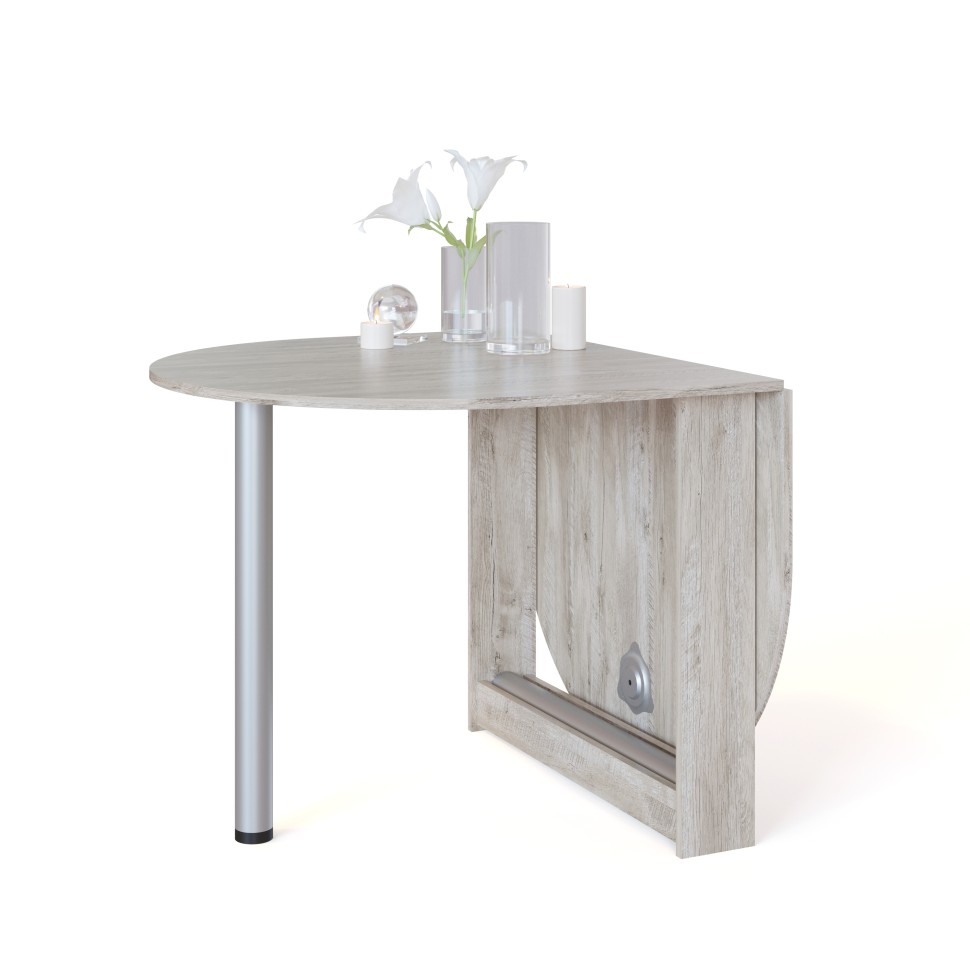 Стол раскладной Сокол СП-12, цвет дуб юкон, ШхГхВ 155х90х74 см., 86х90х74 см. сложенный, одна откидная столешница