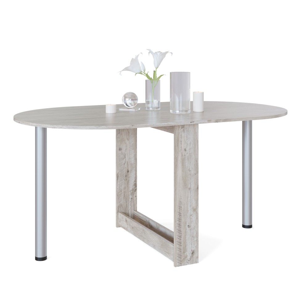 Стол раскладной Сокол СП-12, цвет дуб юкон, ШхГхВ 155х90х74 см., 86х90х74 см. сложенный, одна откидная столешница