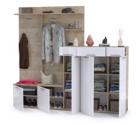 КР100 Лайн Прихожая № 19, цвет дуб крафт серый/фасады МДФ белый глянец, ШхГхВ 234,8х35,1х210 см., НЕ универсальная сборка
