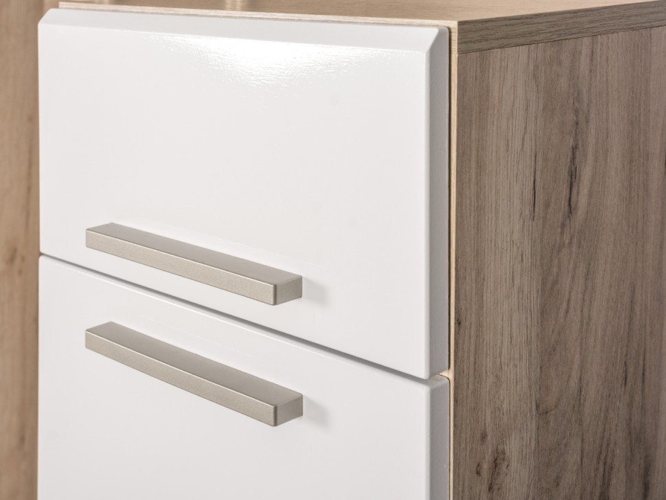 КР100 Лайн Прихожая № 19, цвет дуб крафт серый/фасады МДФ белый глянец, ШхГхВ 234,8х35,1х210 см., НЕ универсальная сборка