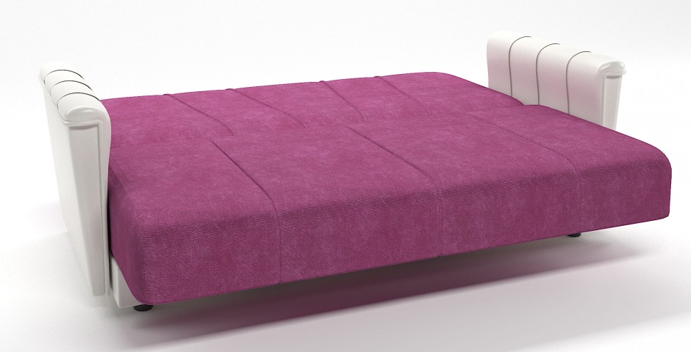 Диван прямой Шедевр 2 книжка розовый велюр+белая экокожа