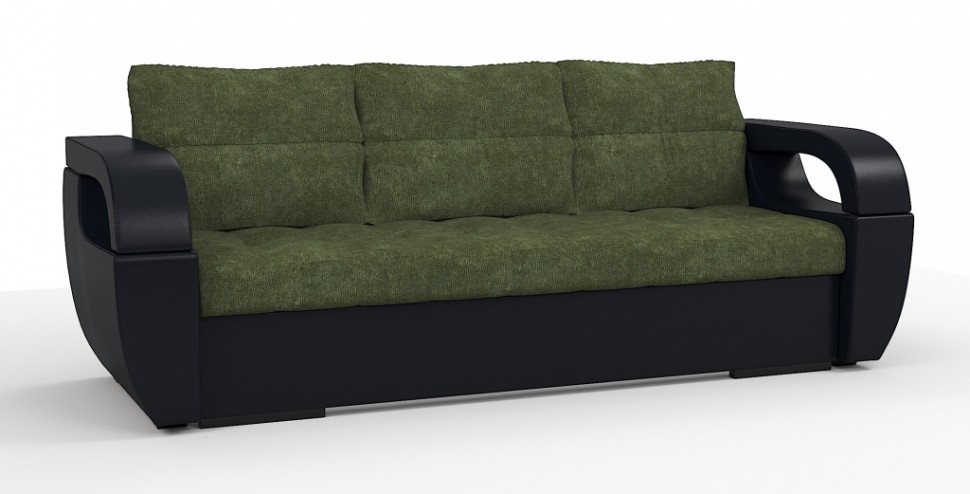 Диван еврокнижка Мартин экокожа черный + велюр зеленый
