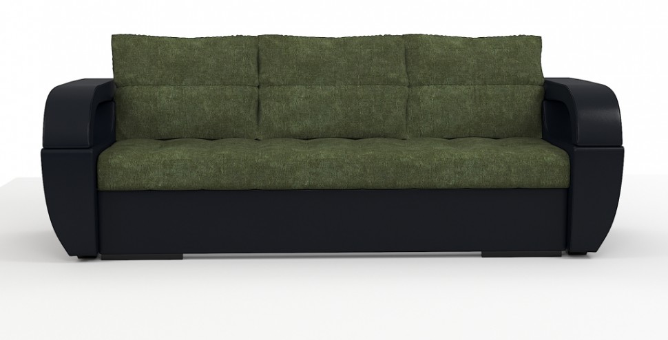 Диван еврокнижка Мартин экокожа черный + велюр зеленый