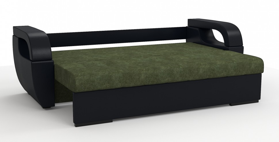Диван еврокнижка Мартин экокожа черный + велюр зеленый