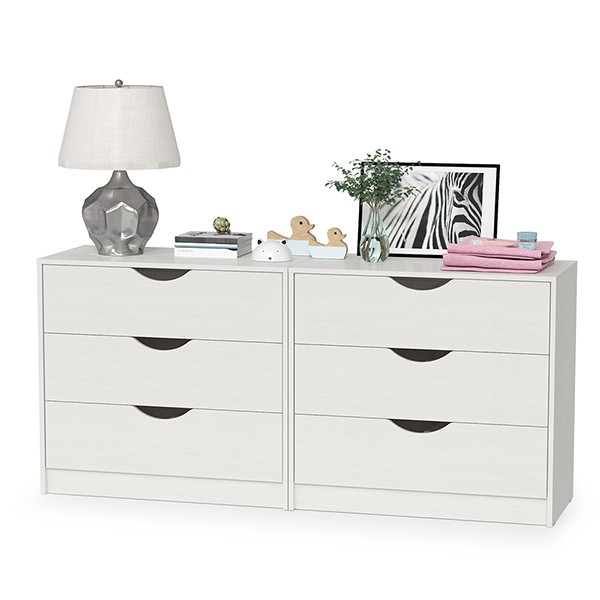 СНЯТО Уна 13.304.01 Комод + 13.304.01 Комод, цвет белый(структура Поры дерева), ШхГхВ 167,8х43,4х77,9 см.