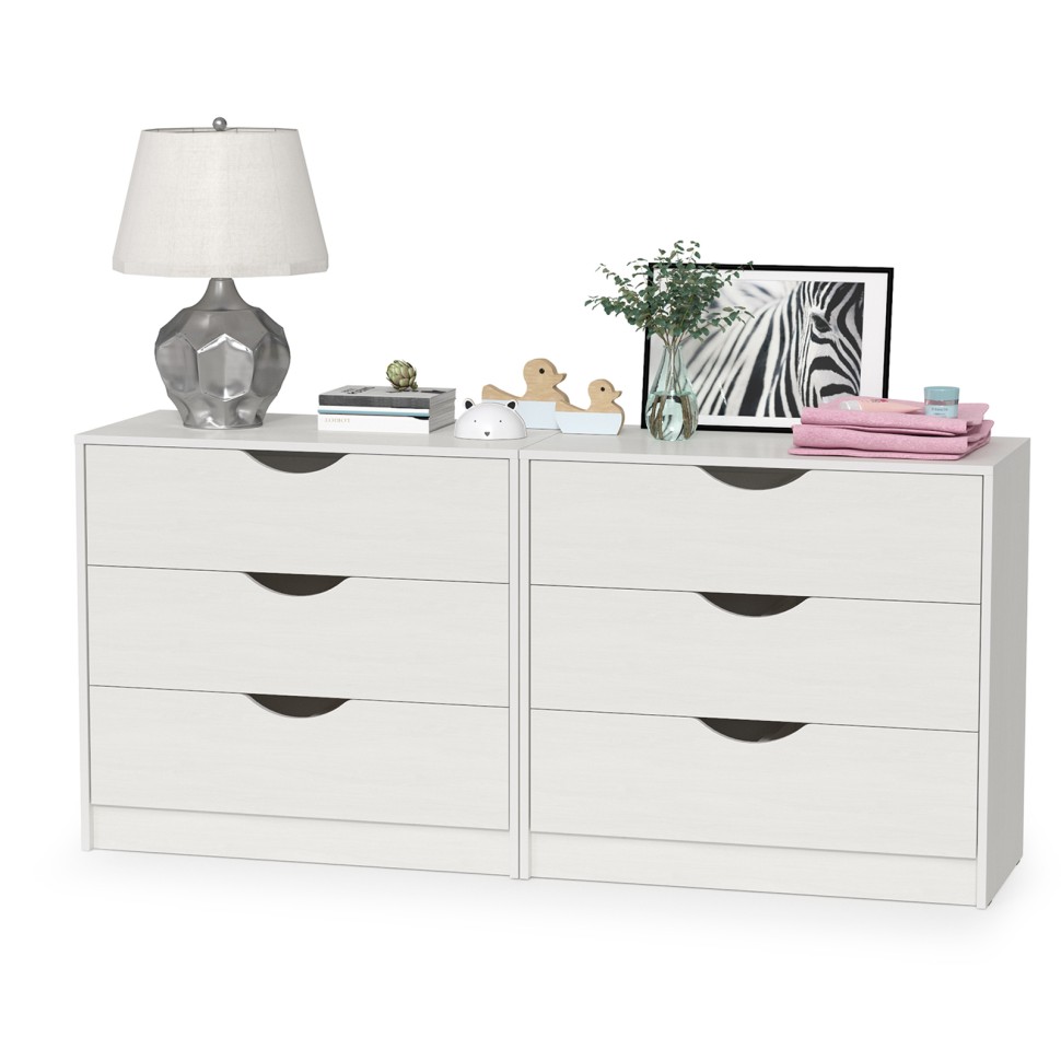 СНЯТО Уна 13.304.01 Комод + 13.304.01 Комод, цвет белый(структура Поры дерева), ШхГхВ 167,8х43,4х77,9 см.